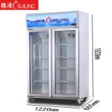 穗凌LG4-882M2F商用冰柜立式单温风冷冷藏柜超市双门饮料展示柜