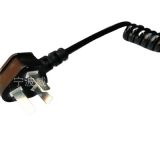 厂家供应黑色亮面弹簧线3芯弹簧线PU螺旋线带插头 AC电源插头线